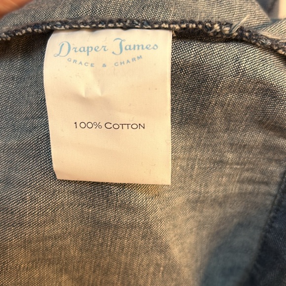 NWOT Draper James belted sleeveless chambray ruffle shift dress - Picture 6 of 7